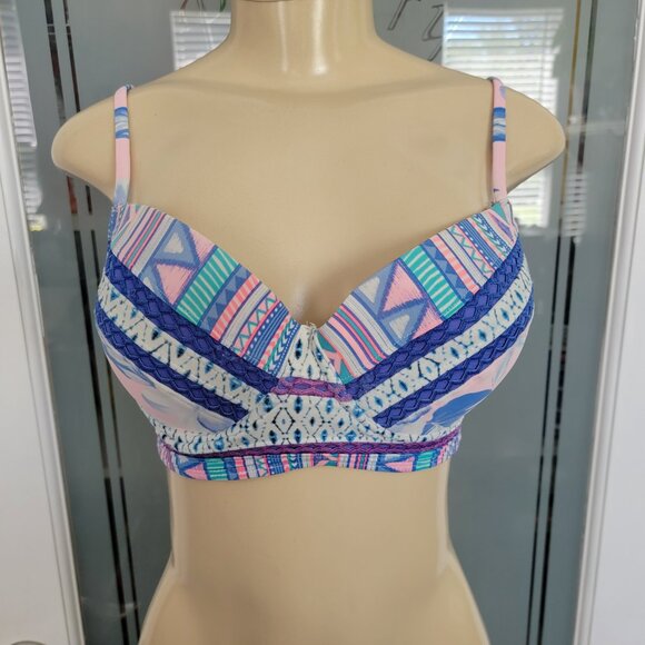 Aztec Tribal Purple/Pink Print Op Push-up Bikini Top Padded & underwire - Picture 7 of 13